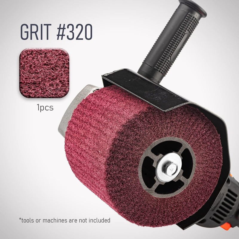 RENOTEC 120x100mm Non-Woven Abrasive Flap Wire Drawing Polishing Burnishing Wheel for The Surface Treatment of Metal Products (320 GRIT) - Image 3